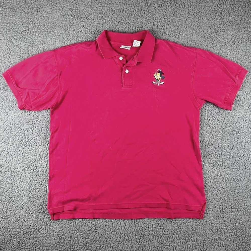 Looney Tunes Tweety Bird Golf Polo Shirt Magenta Pink Mens Medium Vintage 90s